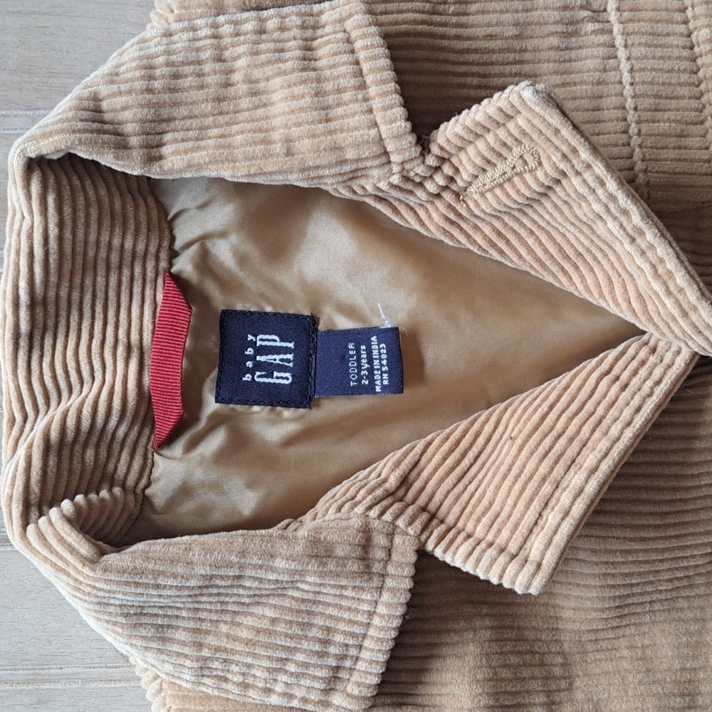 Baby Gap Toddler Tan Corduroy Blazer Jacket Elbow Patch Classic Vintage Preppy - Picture 2 of 11